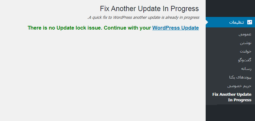 تنظیمات افزونه Fix Another Update In Progress